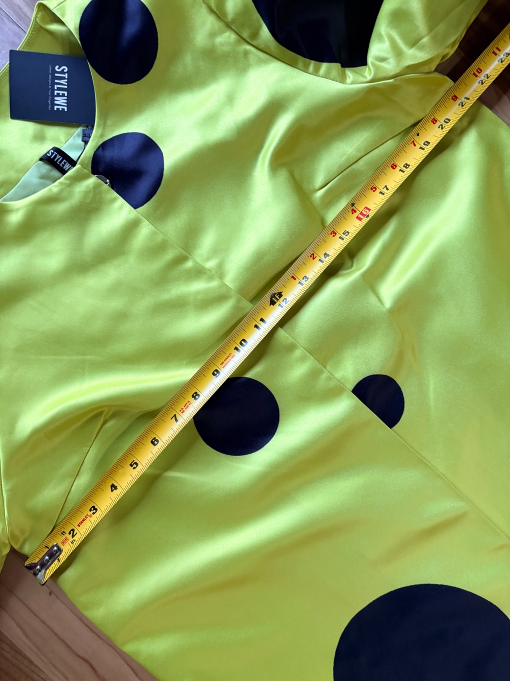 STYLEWE Neon Yellow Coat Dress or Tunic with Black Polka Dots - Picture 6 of 8